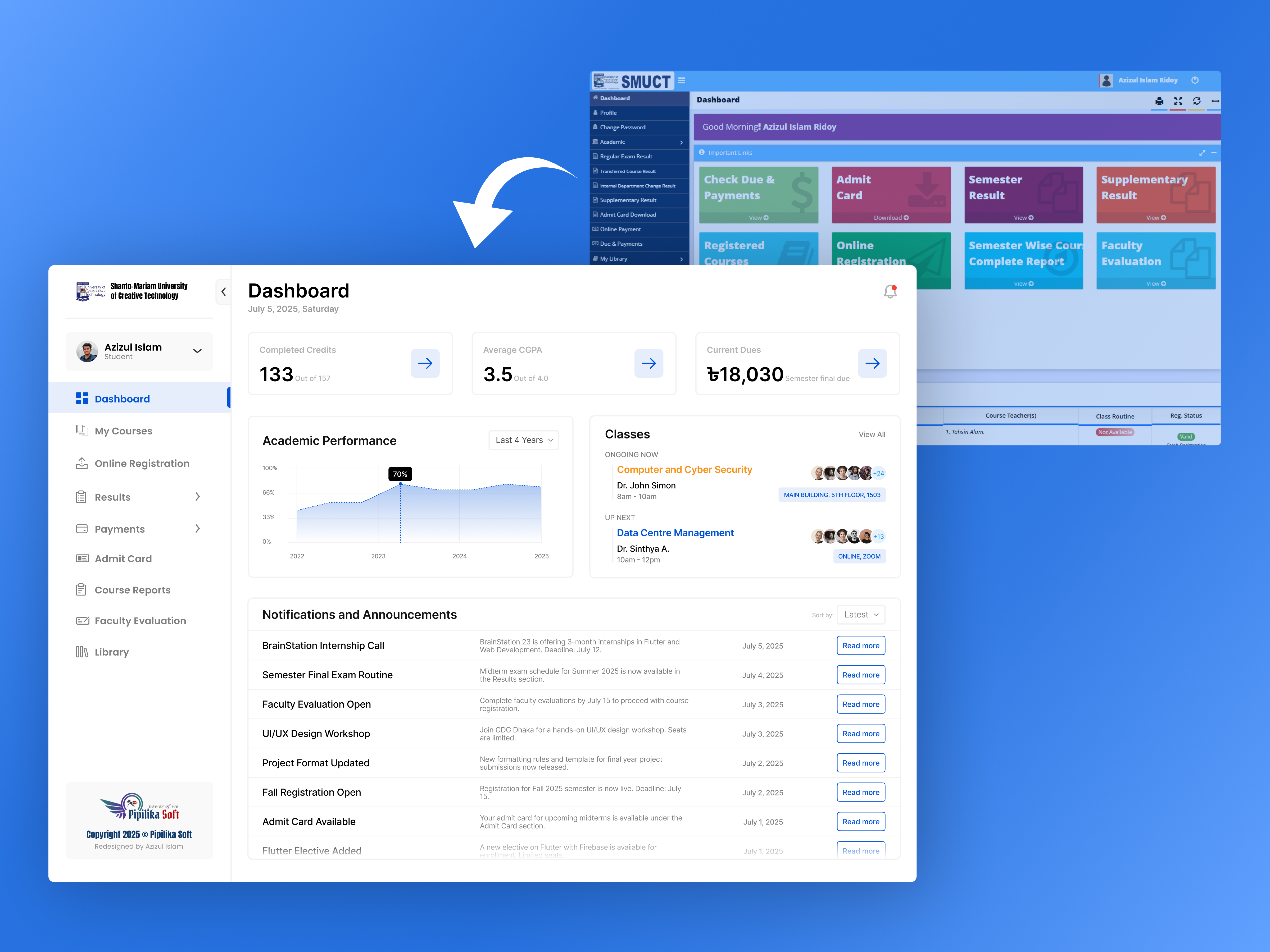 Student Portal Dashboard UI Design